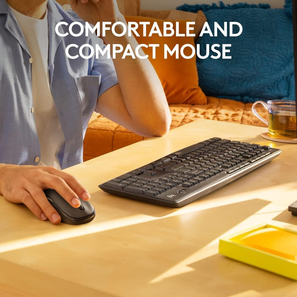 Logitech MK295 Silent Wireless Mouse & Keyboard Combo with SilentTouch Technology, Full Numpad, Advanced Optical Tracking, Lag-Free Wireless, 90% Less Noise, EN Keyboard - Graphite - Image 4