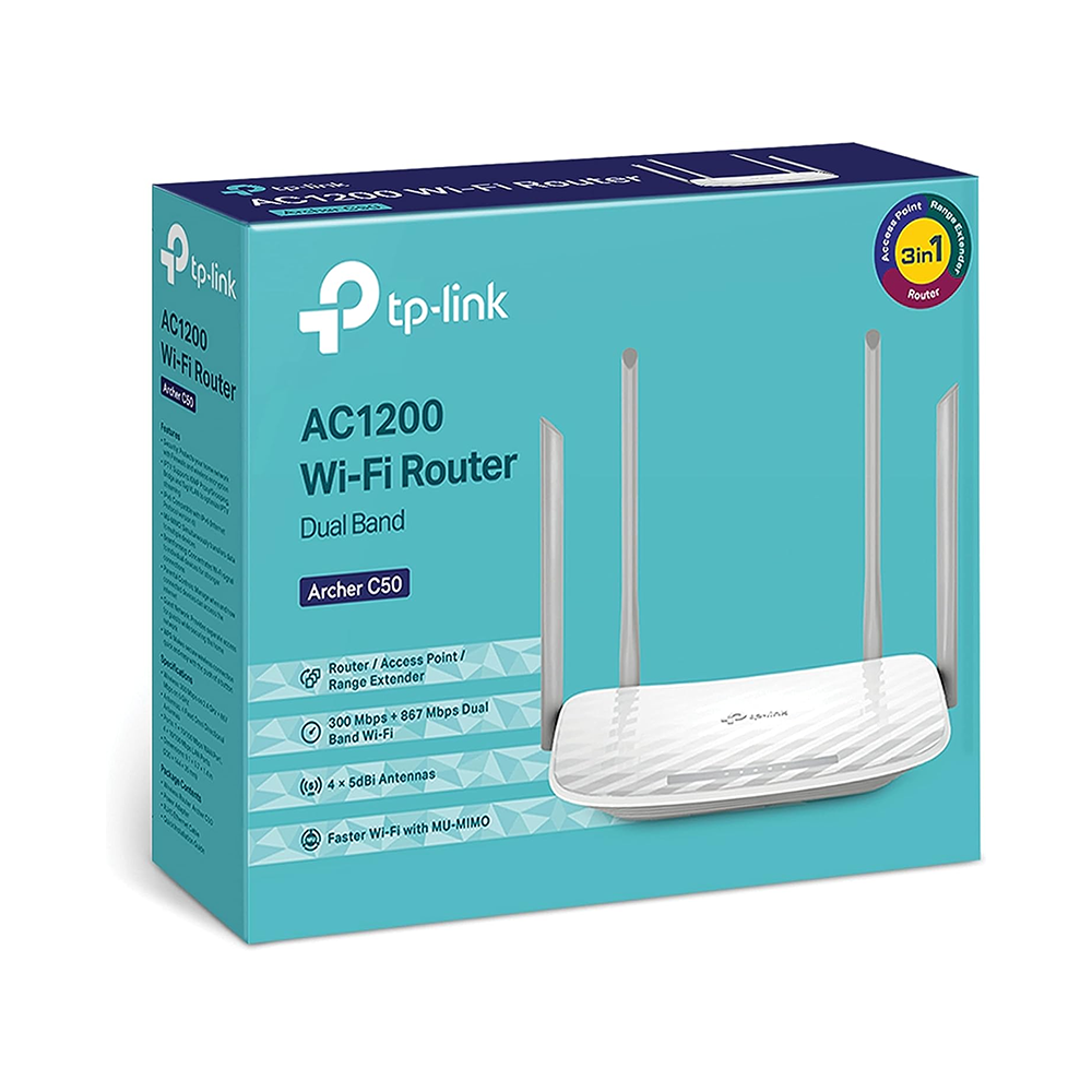 TP-LINK AC1200 DUAL BAND WIFI ROUTER ARCHER C50(2.4 GHz 5 GHz) 4G White - Image 5