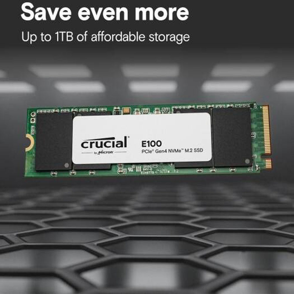 CRUCIAL E100 PCIE GEN4 NVME 2280 M.2 SSD 1 TB 5000 MBPS, INTERNAL SSD, UP TO 5000MB/S, LAPTOPAND DESKTOP COMPATIBLE, CT1000E100SSD8 - Image 3