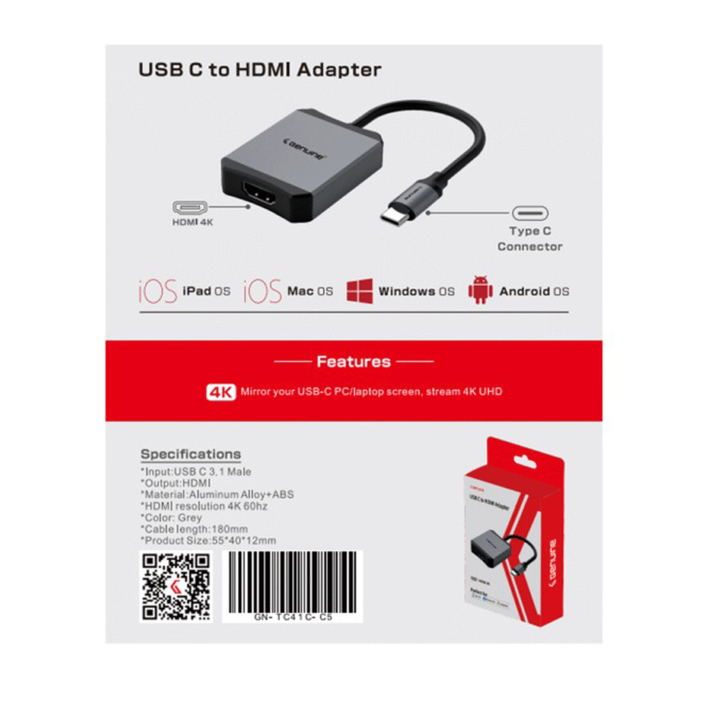 GENUINE USB C TO HDMI ADAPTER 4K 60Hz GN-TC41C-C5 - Image 2