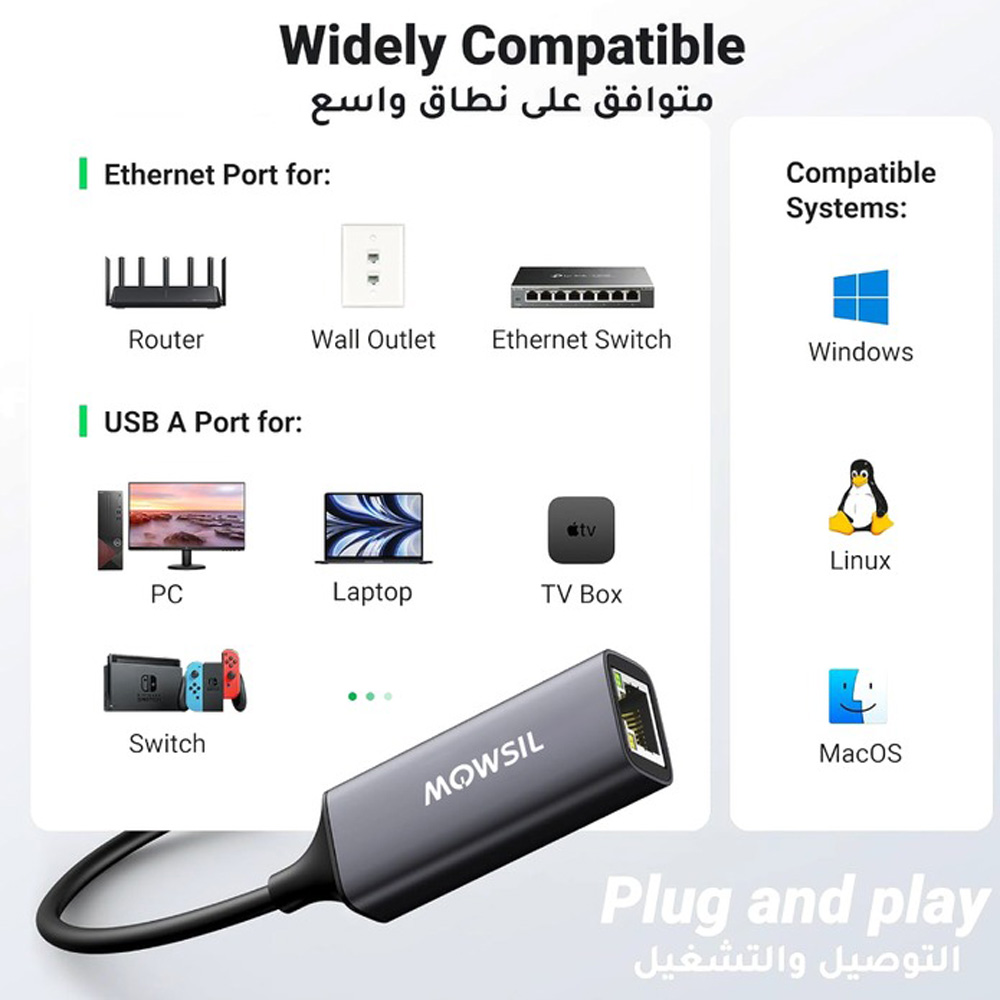 MOWSIL USB 3.0 TO RJ45 GIGABIT ETHERNET ADAPTER MOULN - Image 3