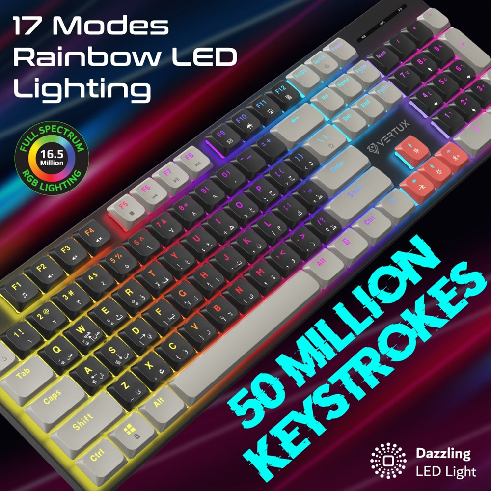 VERTUX STEALTHKEY SLIM LOW PROFILE GAMING MECHANICAL KEYBOARD - Image 3