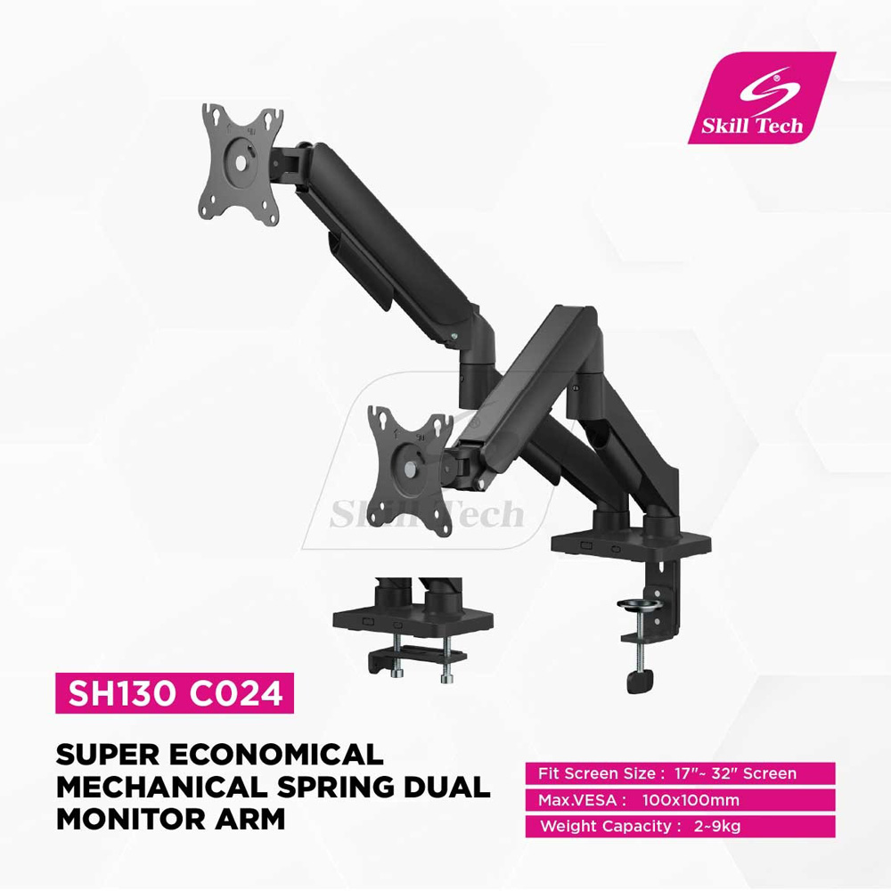 SKILL TECH DUAL SWIVEL ARM DESKTOP MOUNT STAND 17 TO 32 INCH TV- SH 130 C024 - Image 4