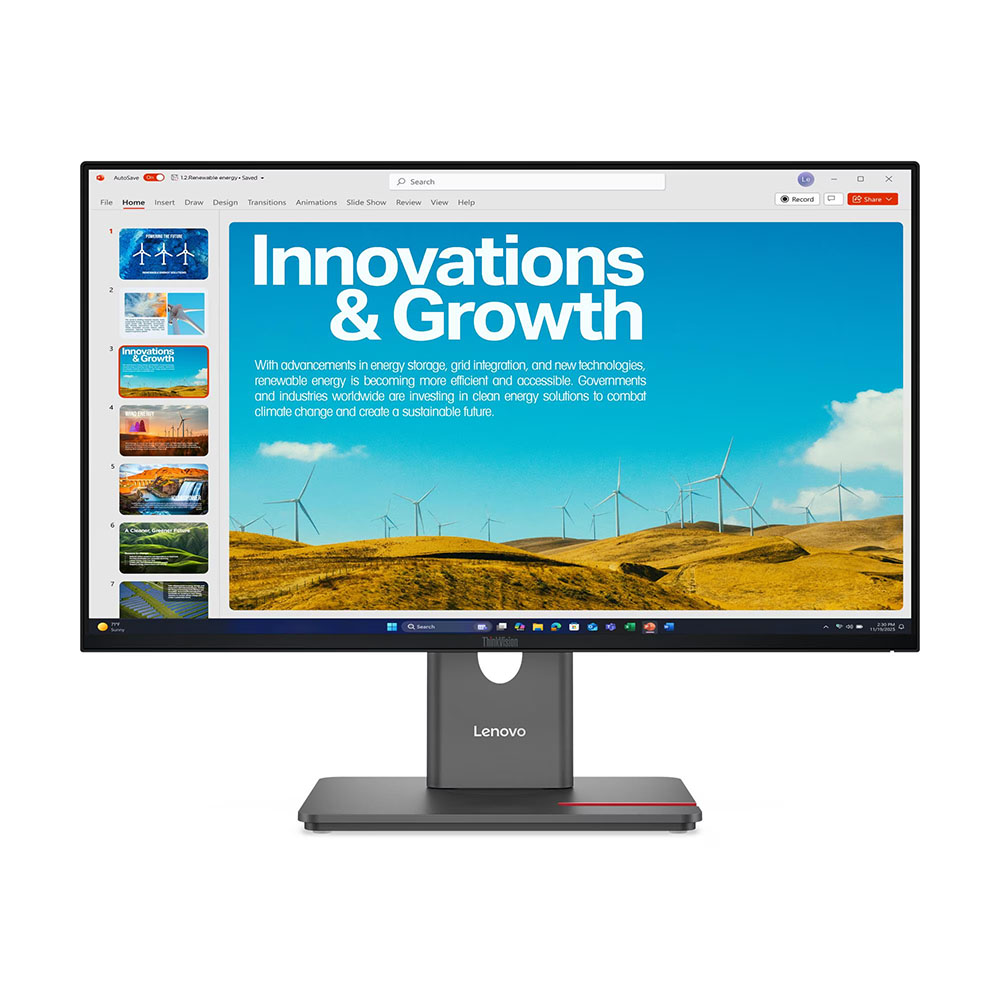 LENOVO ThinkVision P24QD-40 Monitor, 23.8" IPS display with QHD resolution, 48Hz - 120Hz, Anti-glare, Eclipse Black