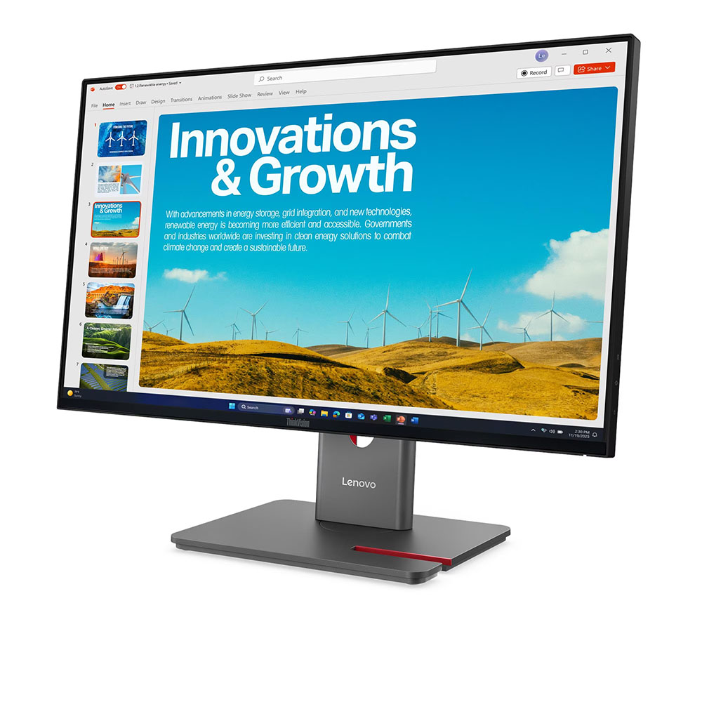 LENOVO ThinkVision P24QD-40 Monitor, 23.8" IPS display with QHD resolution, 48Hz - 120Hz, Anti-glare, Eclipse Black - Image 3