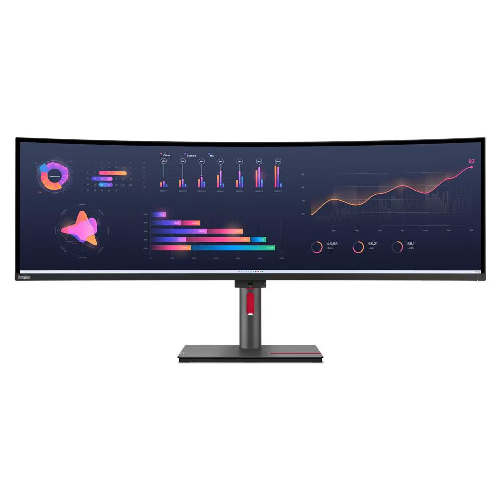 Lenovo ThinkVision P49w-30 Monitor, 49" Dual QHD (5120x1440) IPS Curved display, Anti-glare, 60Hz, Raven Black